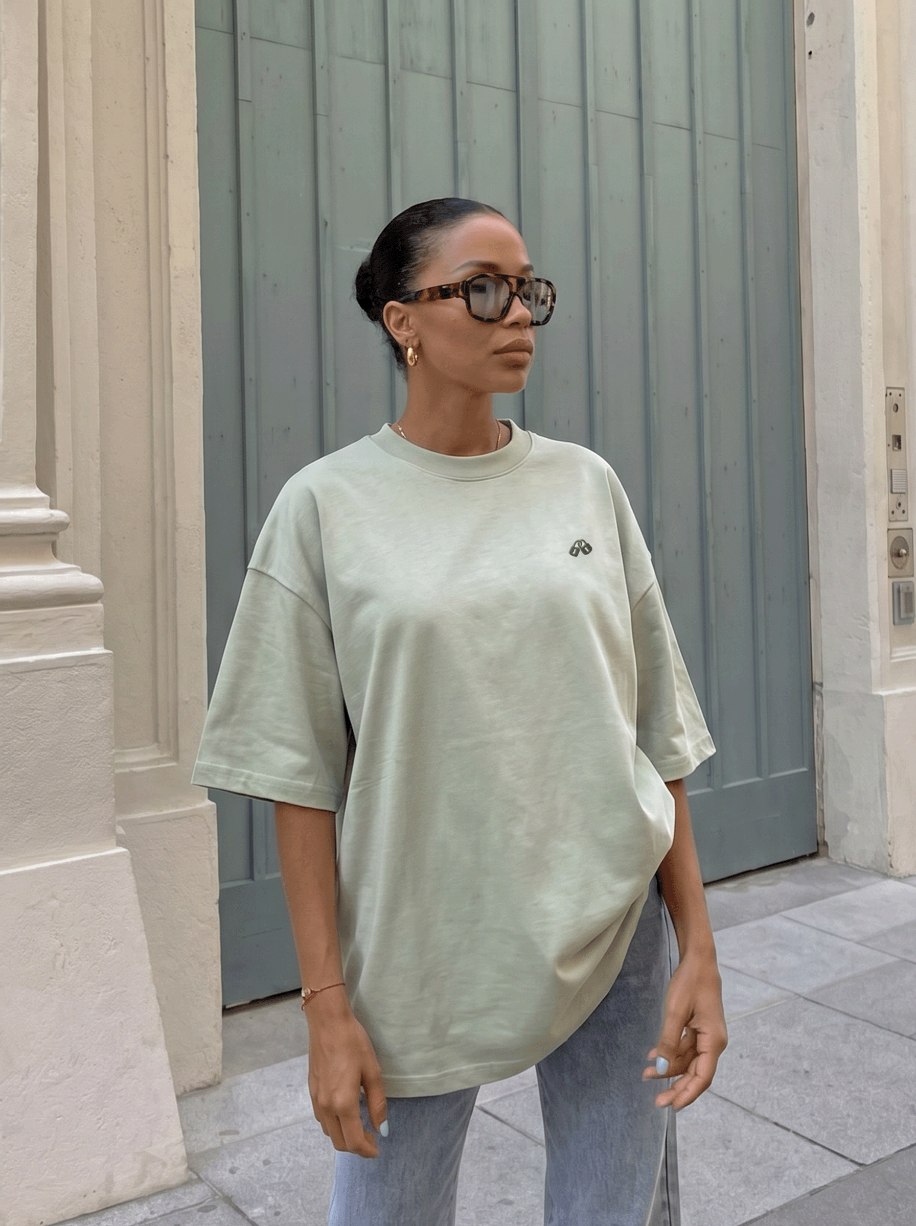CAMISETA lock VERDE OVERSIZE