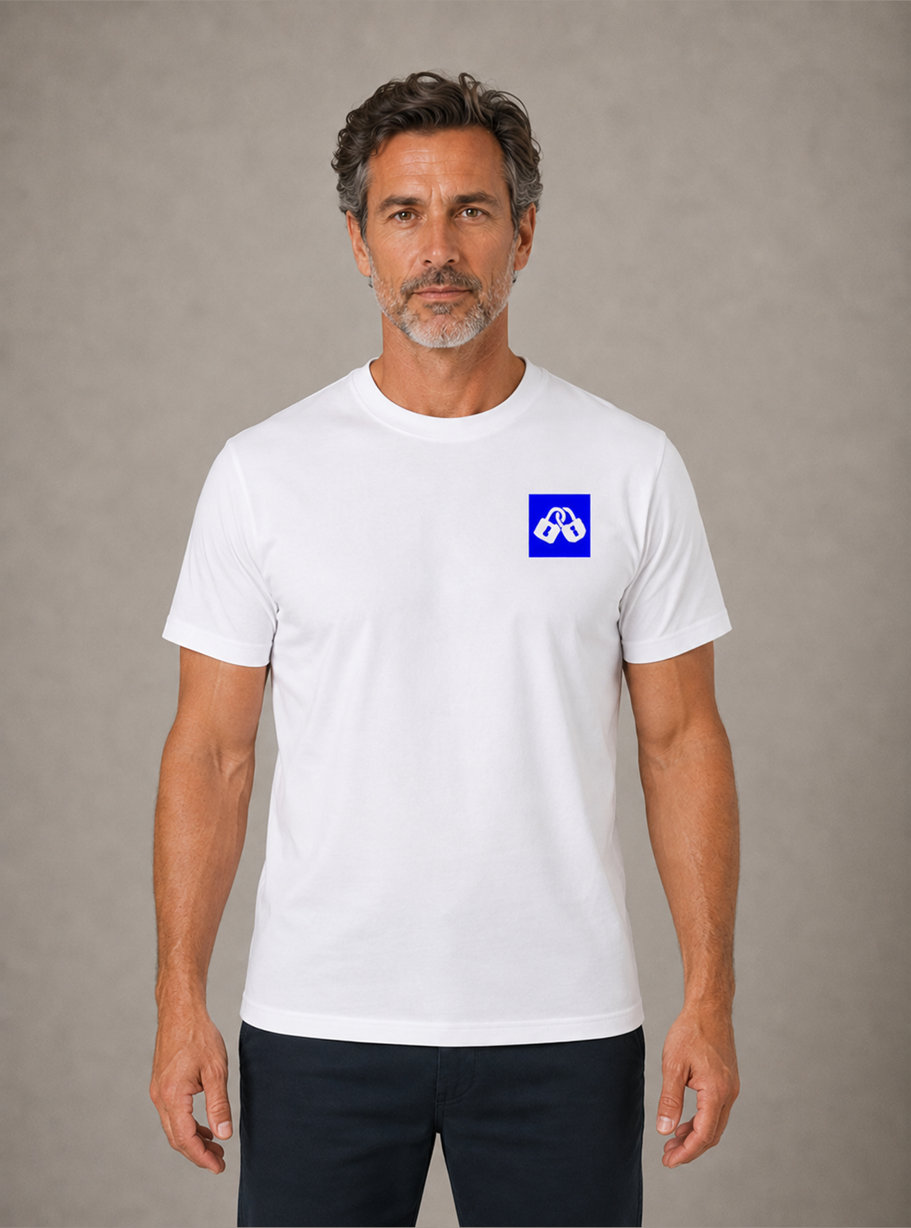 CAMISETA DE MANGA CORTA CLASSIC SURF H BLANCA DETALLE AZUL *UNISEX*