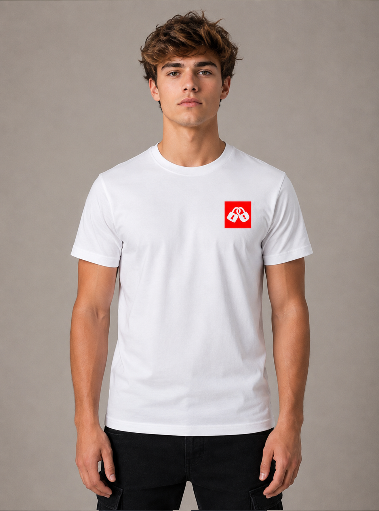 CAMISETA DE MANGA CORTA CLASSIC SURF H BLANCA DETALLE ROJO *UNISEX*
