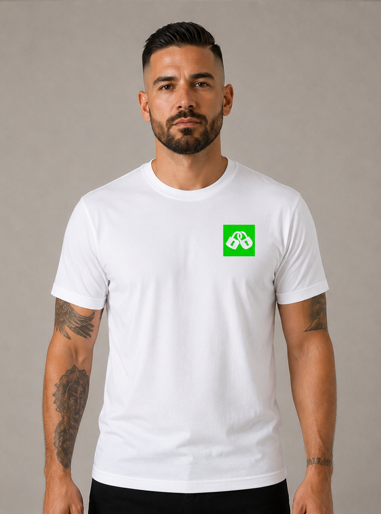 CAMISETA DE MANGA CORTA CLASSIC SURF H BLANCA DETALLE VERDE *UNISEX*
