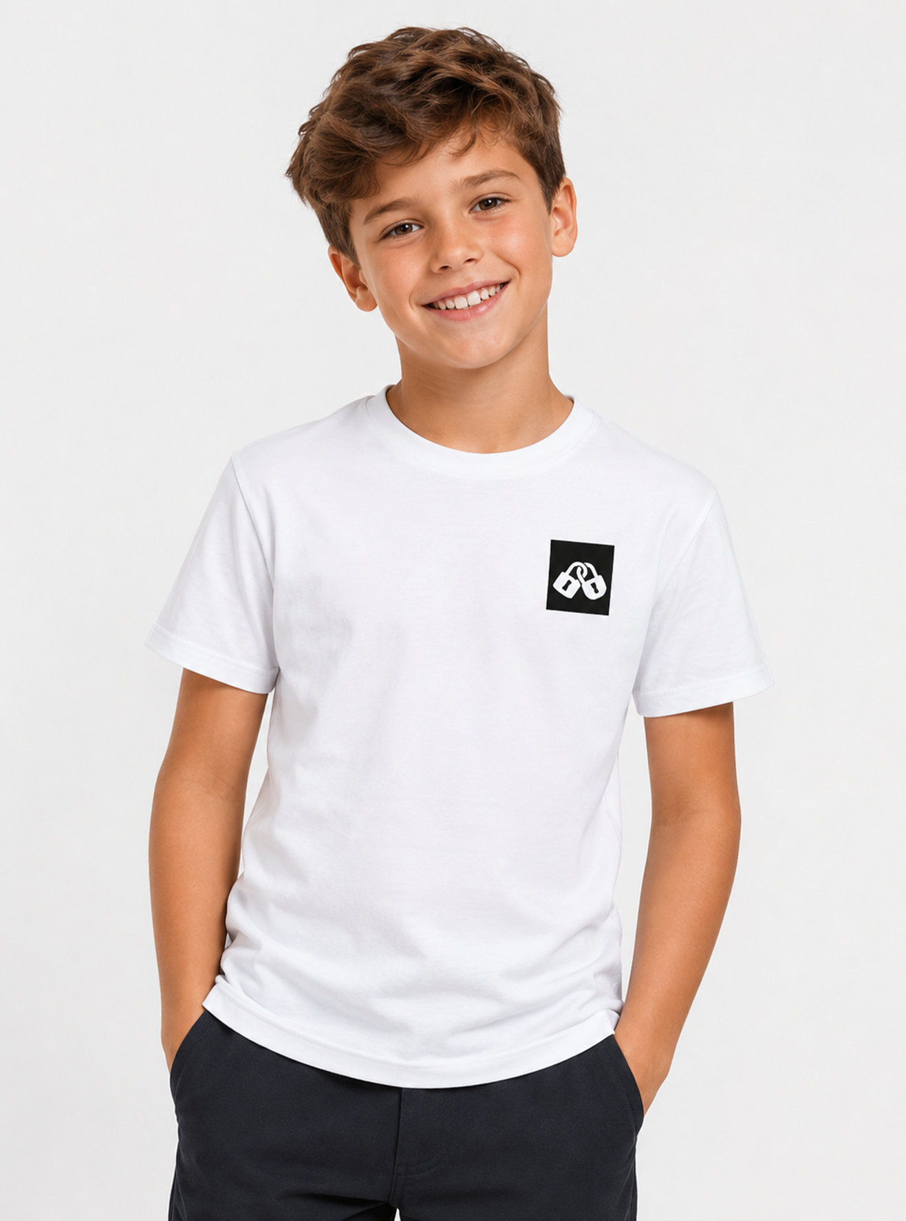 CAMISETA DE MANGA CORTA CLASSIC SURF H BLANCA DETALLE NEGRO *UNISEX*